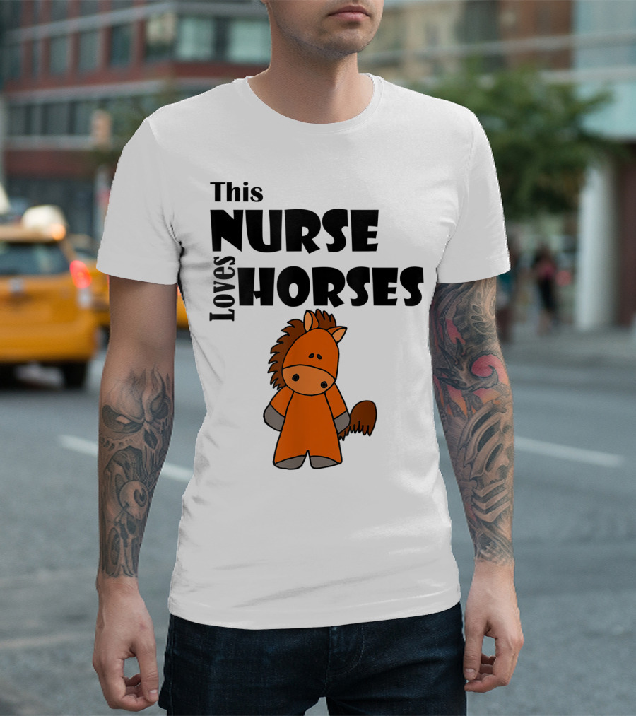 This Nurse Loves Horses Cartoon T-Shirt