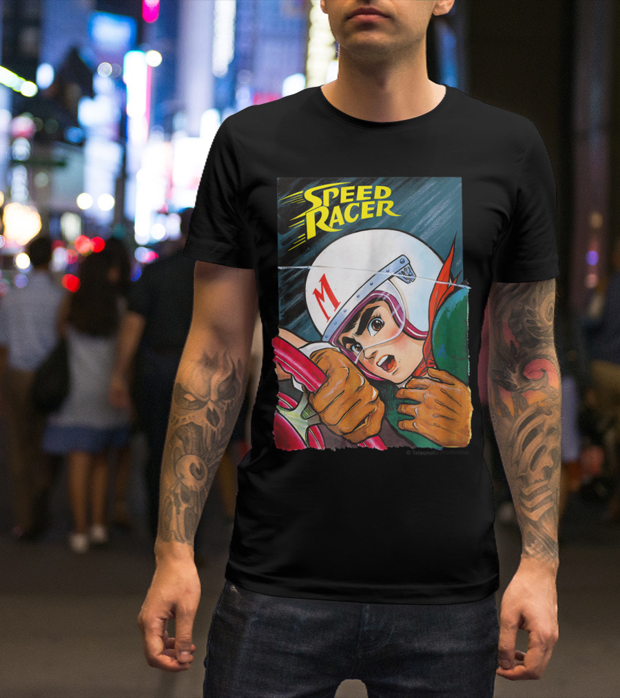 Speed Racer Close Up Helmet And Steering Wheel Action T-Shirt