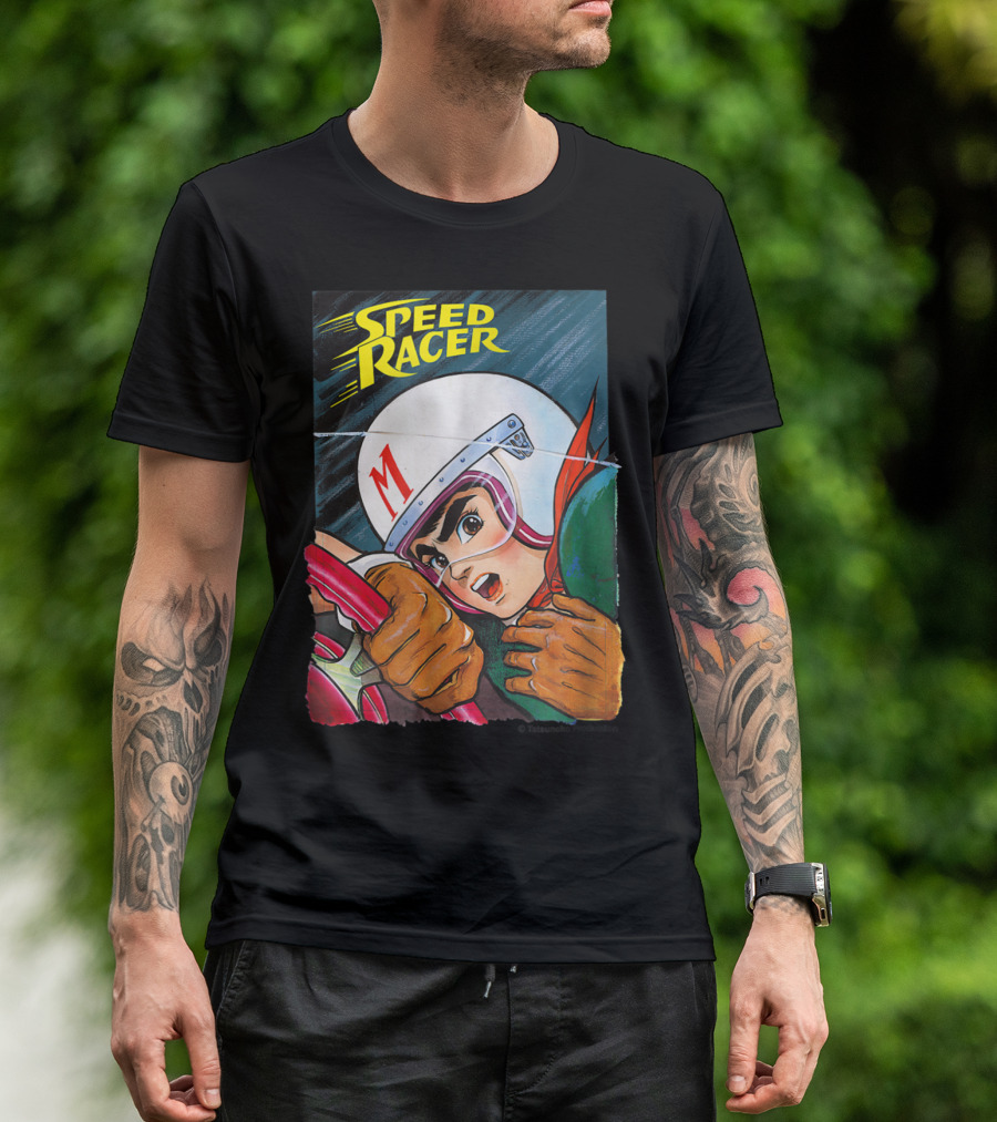 Speed Racer Close Up Helmet And Steering Wheel Action T-Shirt