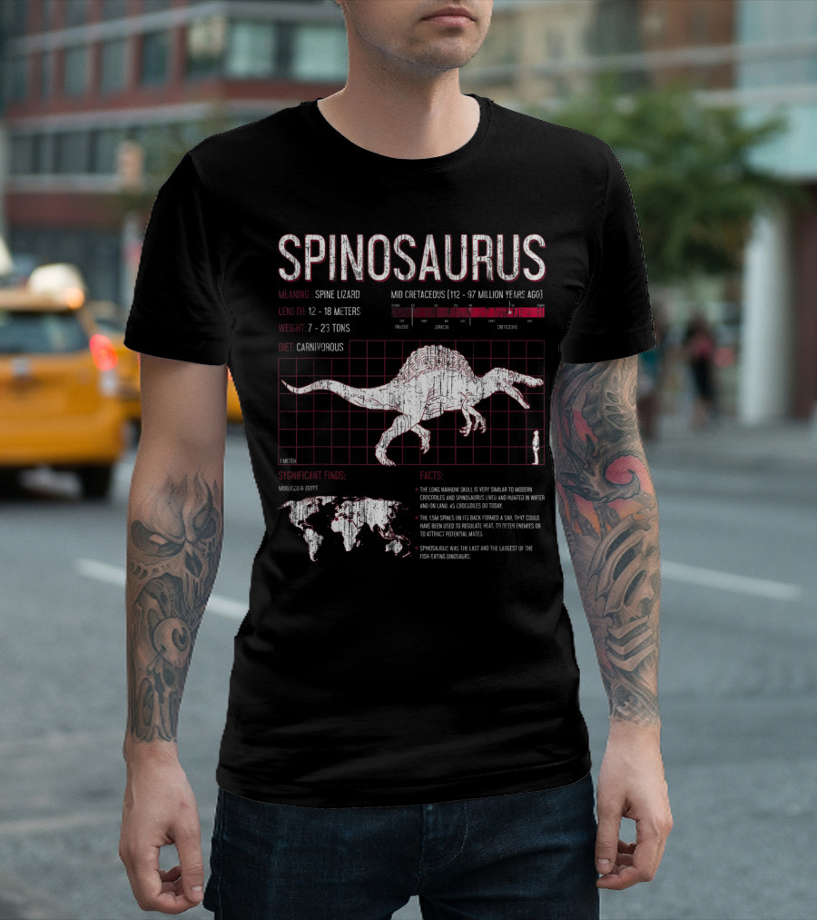 Spinosaurus Dinosaur Meaning Length Weight Diet Facts Mid Cretaceous Period T-Shirt