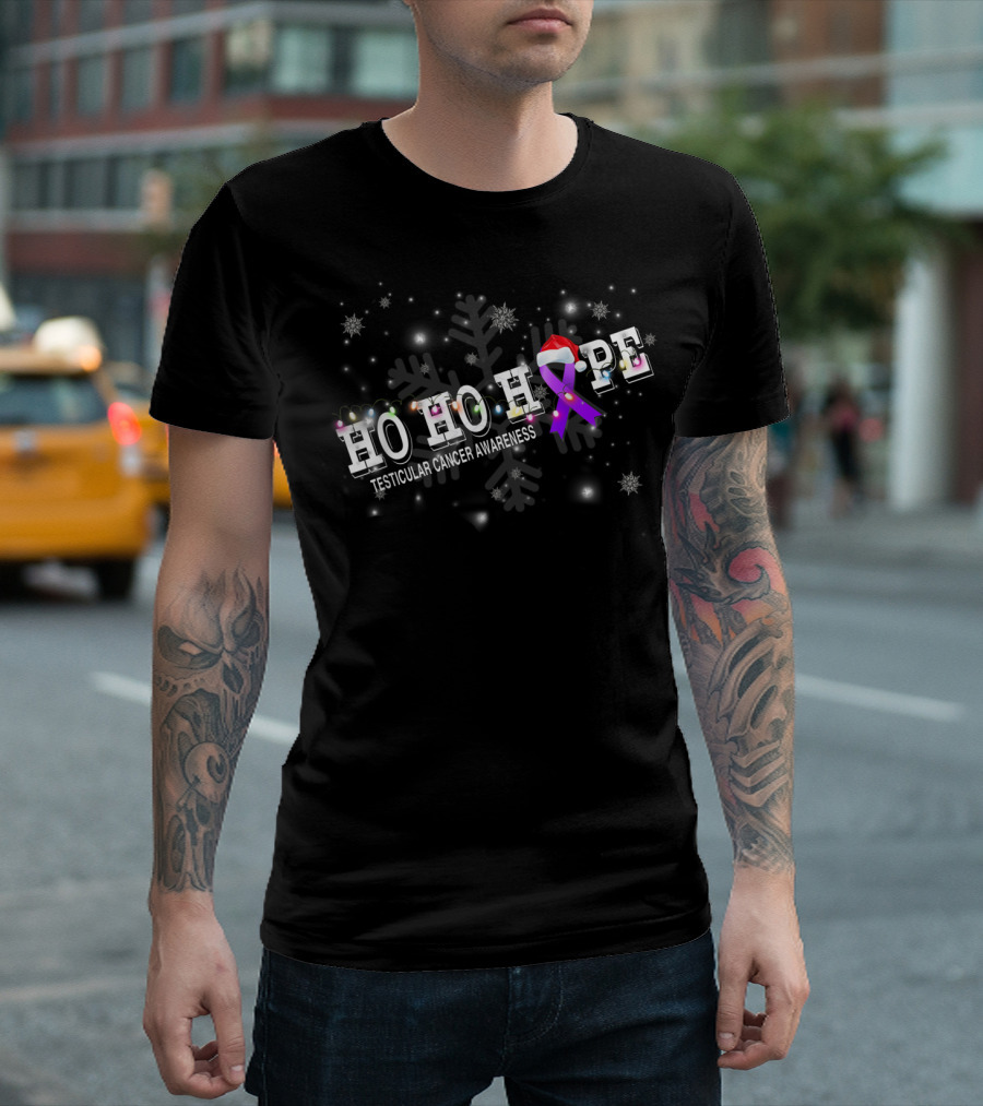 HO HO HOPE Testicular Cancer Christmas Awareness T-Shirt