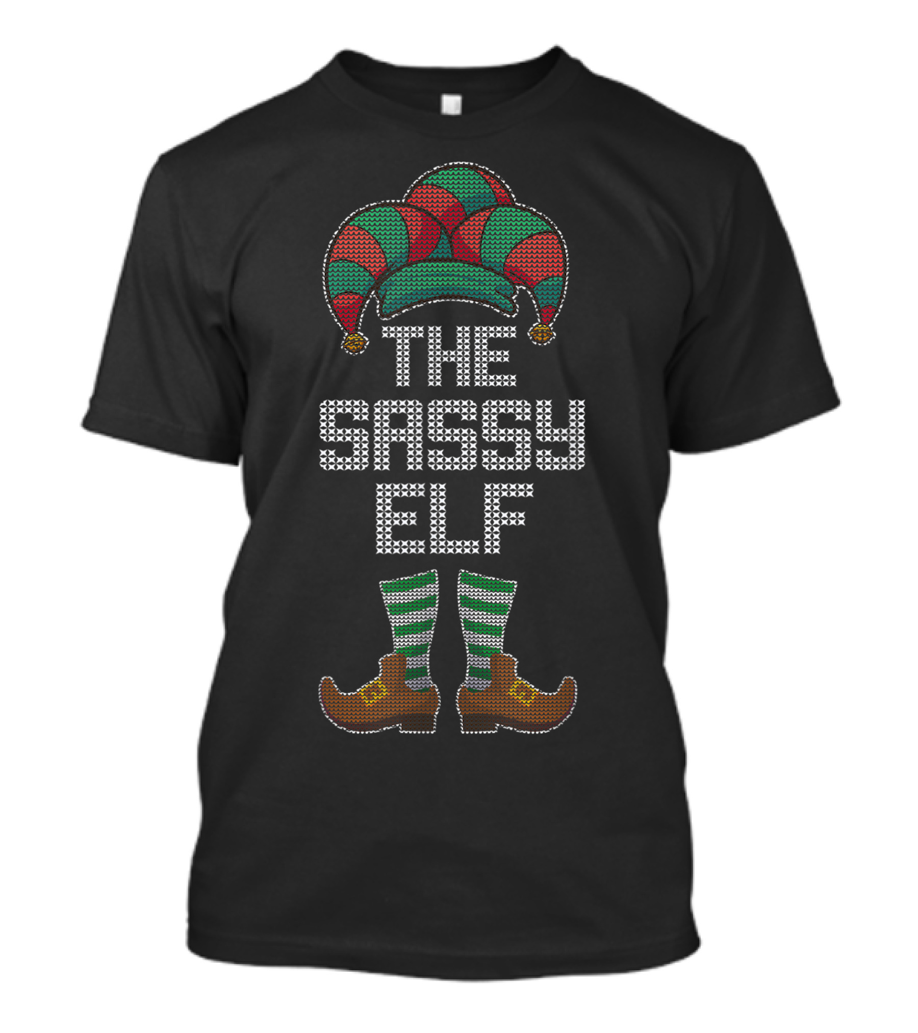 THE SASSY ELF HAT STRIPED SOCKS SHOES T-Shirt