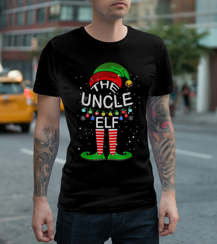 The Uncle Elf Christmas Family Matching Group Holiday Lights T-Shirt