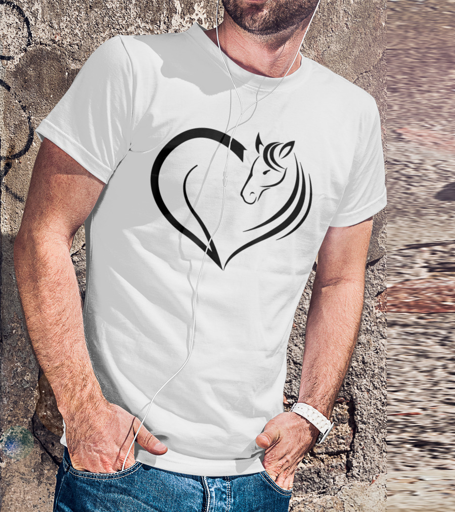 Cute Horse Heart Yellow Pink White T-Shirt