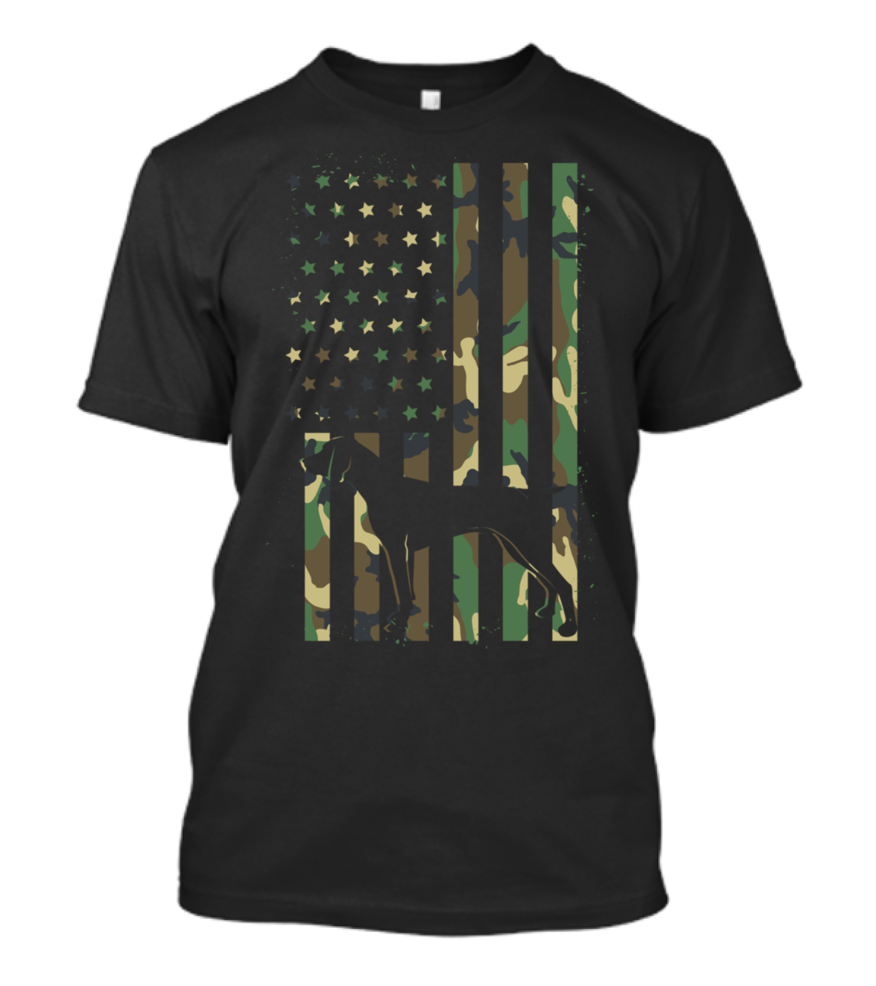 German Shorthair Pointer Dog American Flag Camouflage T-Shirt