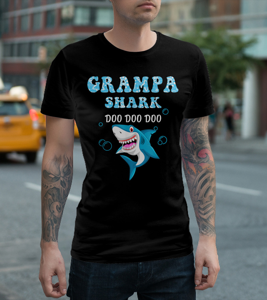 Grampa Shark Doo Doo Doo Playful Cartoon Shark T-Shirt
