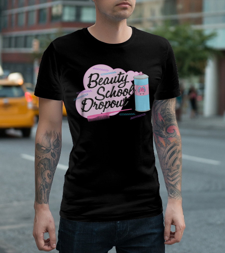 Beauty School Dropout Grease Pink Ladies Can and Comb T-Shirt