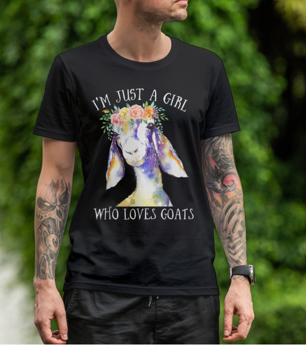 I'm Just A Girl Who Loves Goats Floral Paint Flower Crown T-Shirt