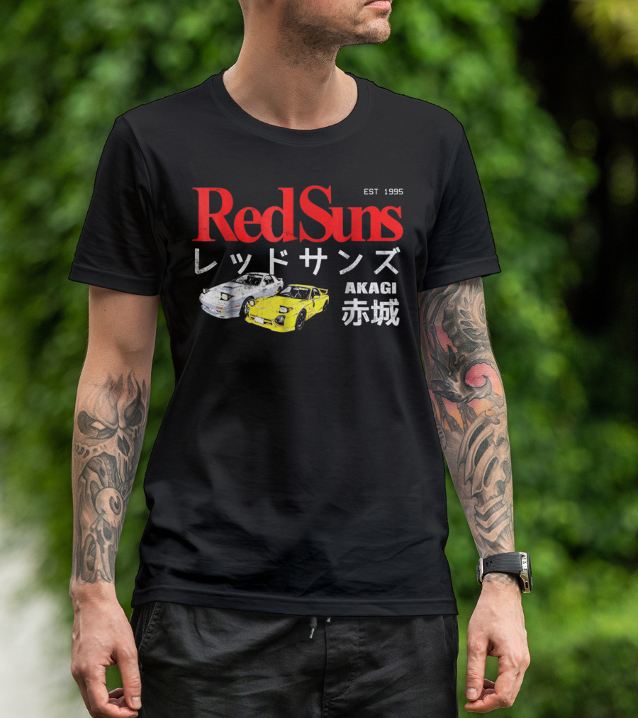 Initial D RedSuns Akagi EST 1995 Japanese Text T-Shirt