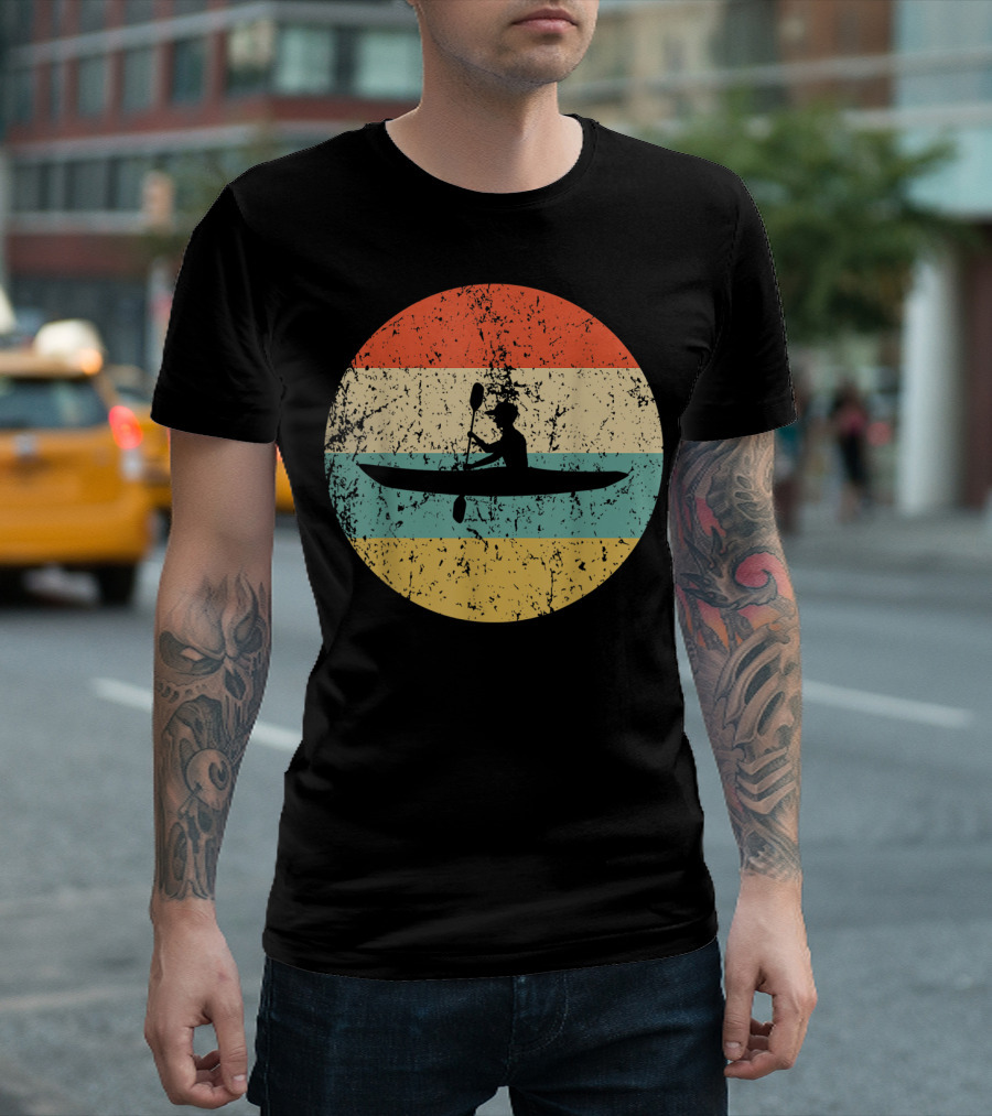 Kayaking Vintage Kayak Retro Silhouette Paddle Adventure T-Shirt
