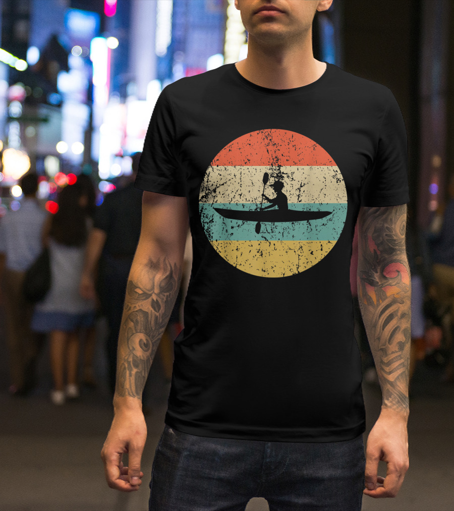 Kayaking Vintage Kayak Retro Silhouette Paddle Adventure T-Shirt