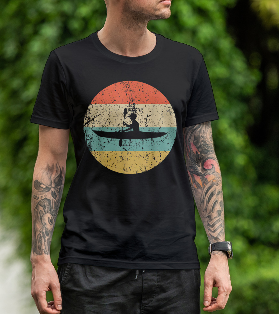 Kayaking Vintage Kayak Retro Silhouette Paddle Adventure T-Shirt