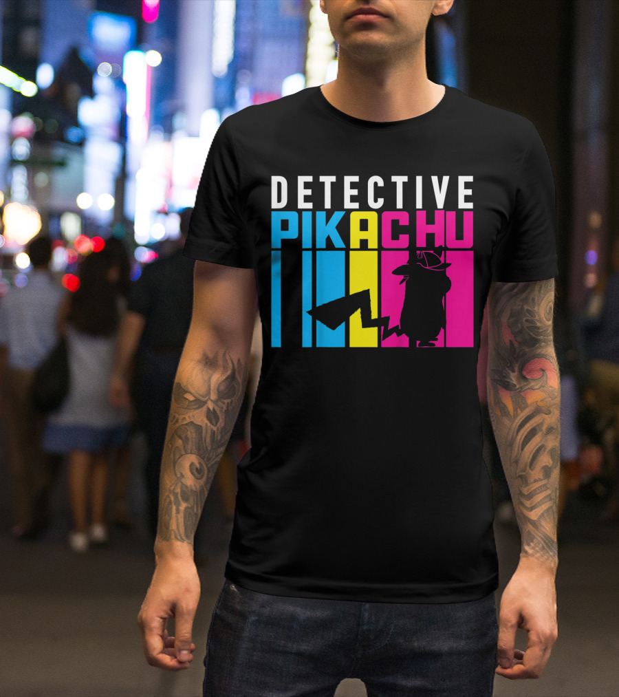Detective Pikachu Silhouette Color Blocks Kids Pikachu T-Shirt