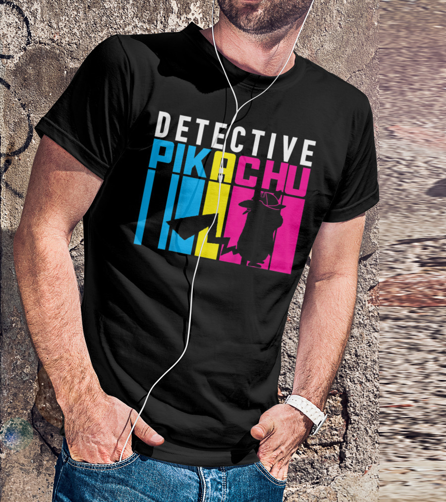 Detective Pikachu Silhouette Color Blocks Kids Pikachu T-Shirt
