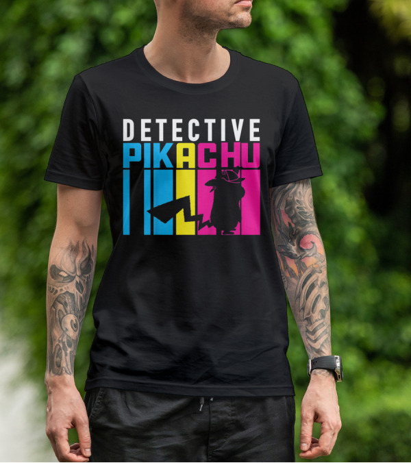 Detective Pikachu Silhouette Color Blocks Kids Pikachu T-Shirt