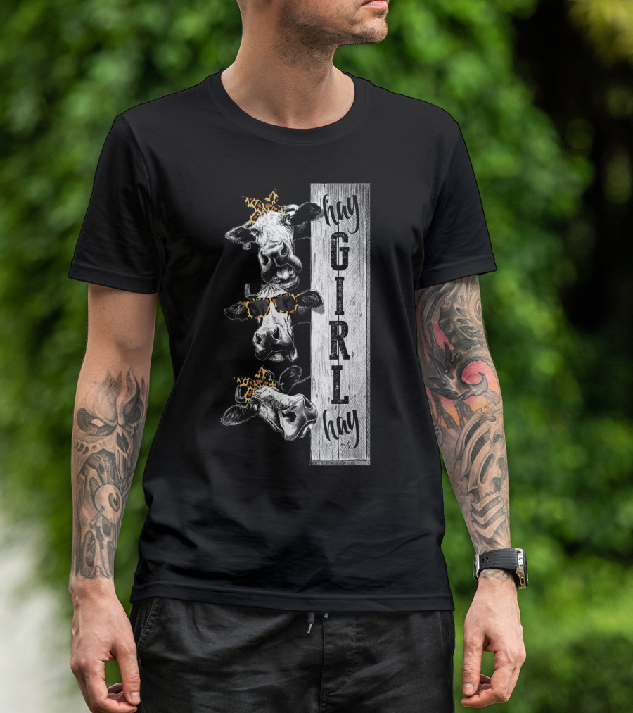Leopard Bandana Cow Hay Girl Hay Heifer Trio T-Shirt