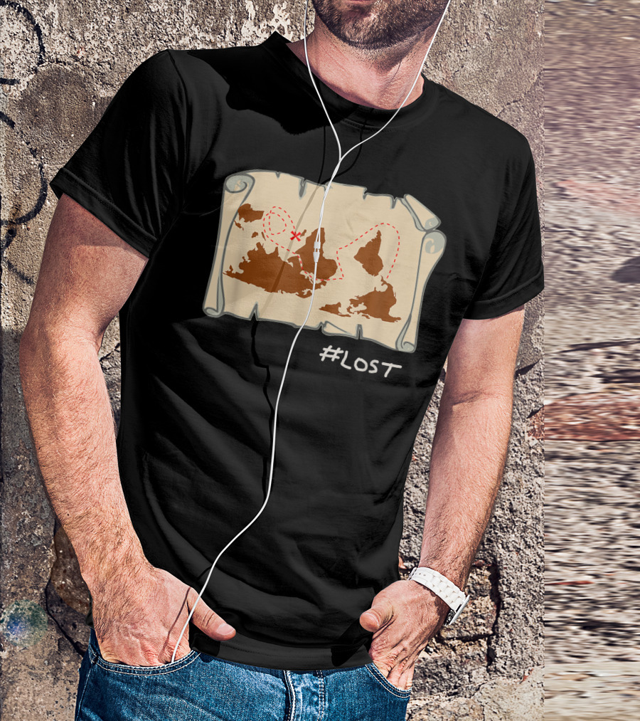 Upside Down Map With X Marks The Spot LOST T-Shirt