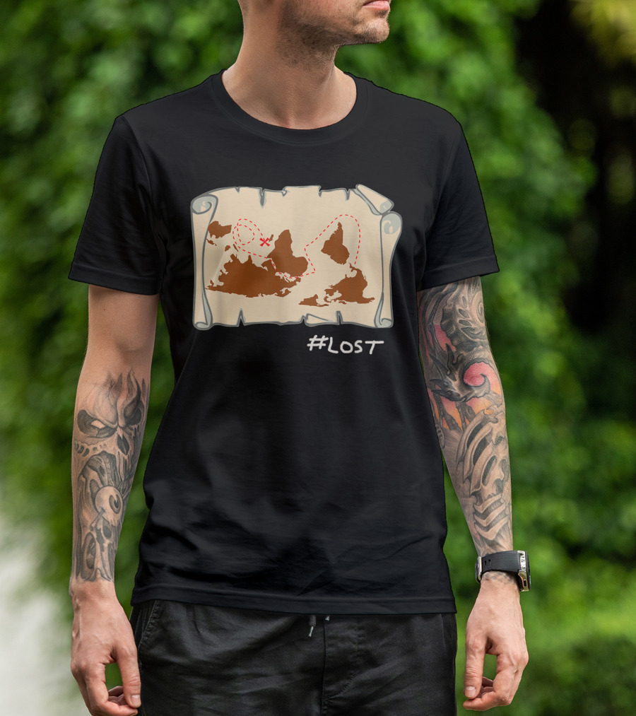 Upside Down Map With X Marks The Spot LOST T-Shirt