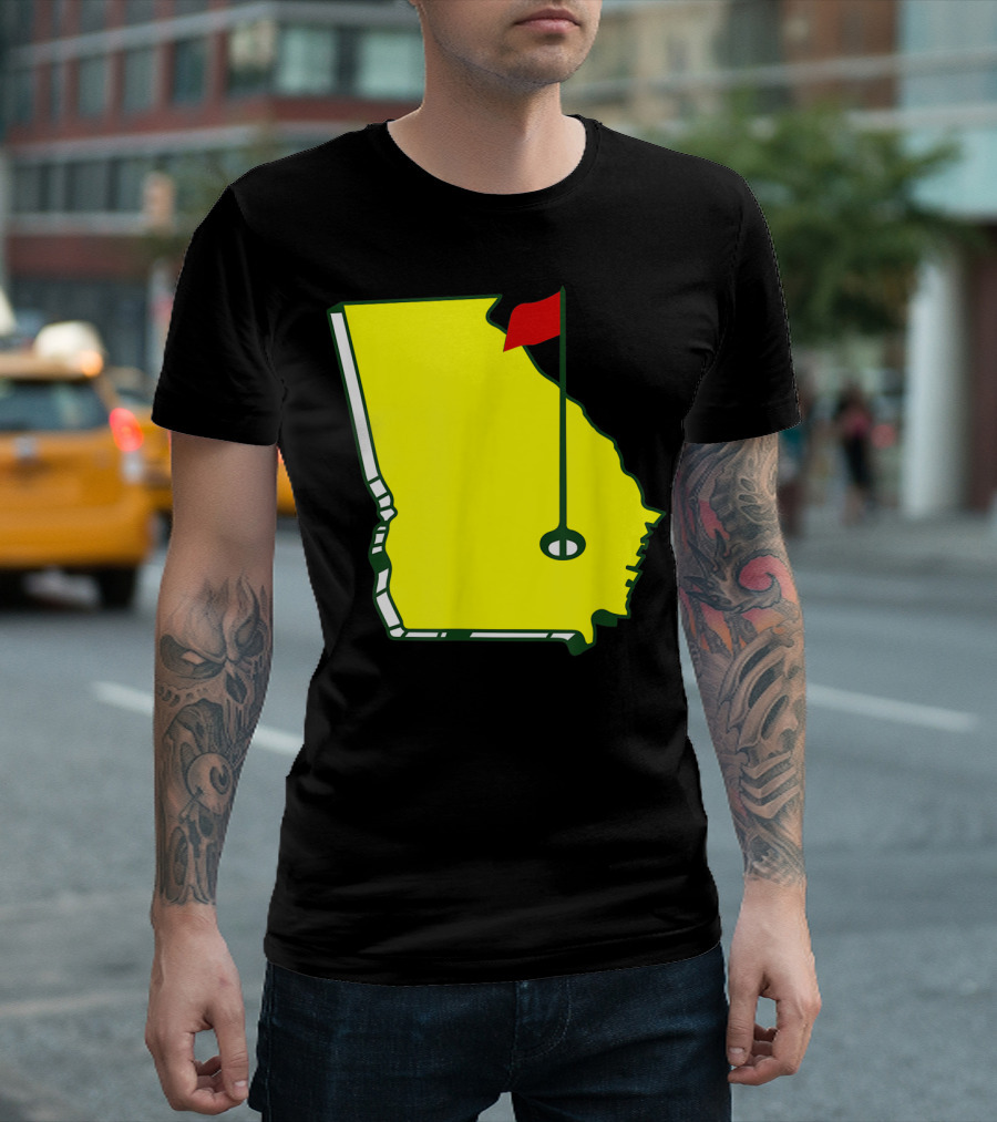Master Golf Georgia State Map Red Flag T-Shirt