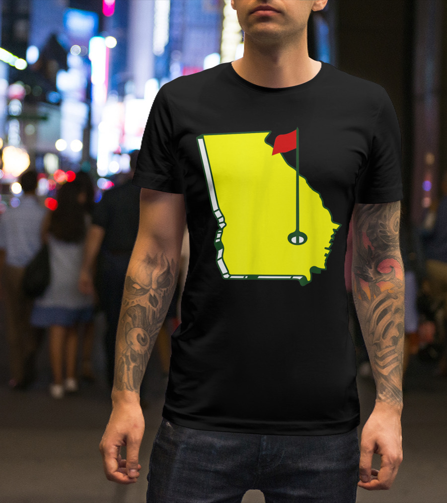 Master Golf Georgia State Map Red Flag T-Shirt