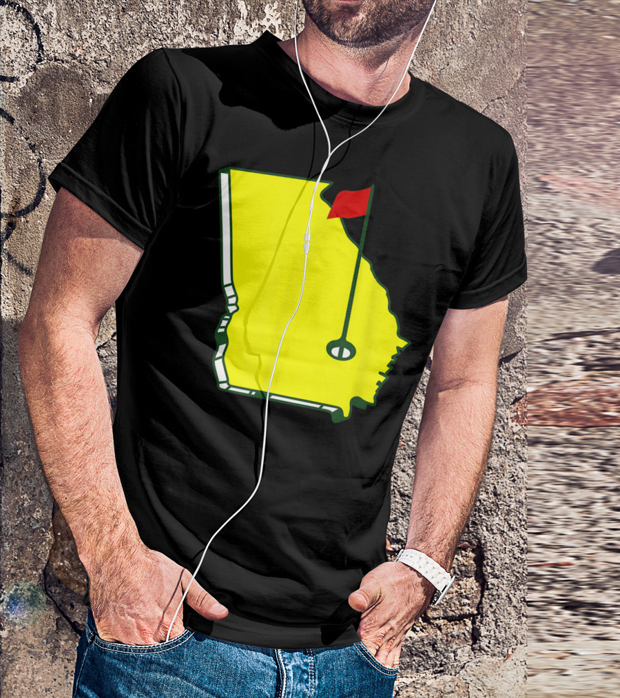 Master Golf Georgia State Map Red Flag T-Shirt