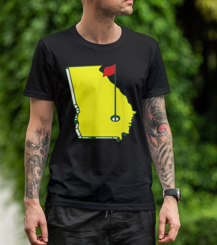 Master Golf Georgia State Map Red Flag T-Shirt