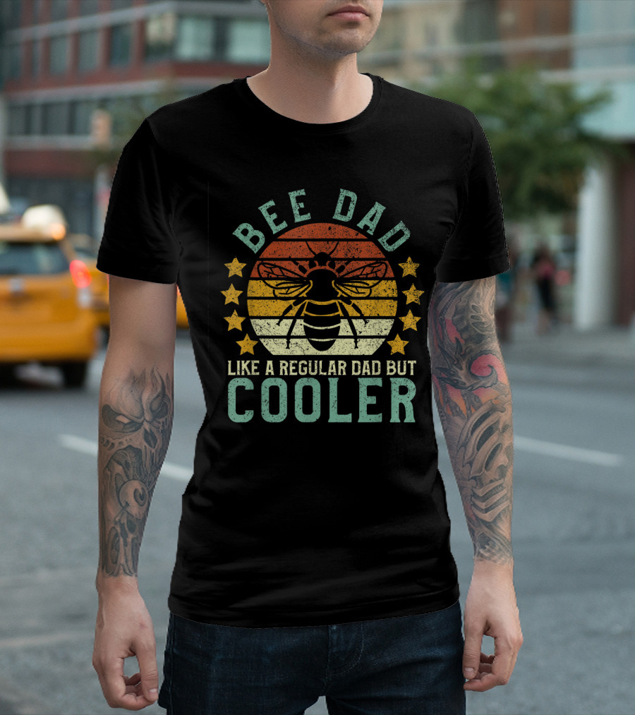 Bee Dad Like A Regular Dad But Cooler Retro Beekeeper T-Shirt