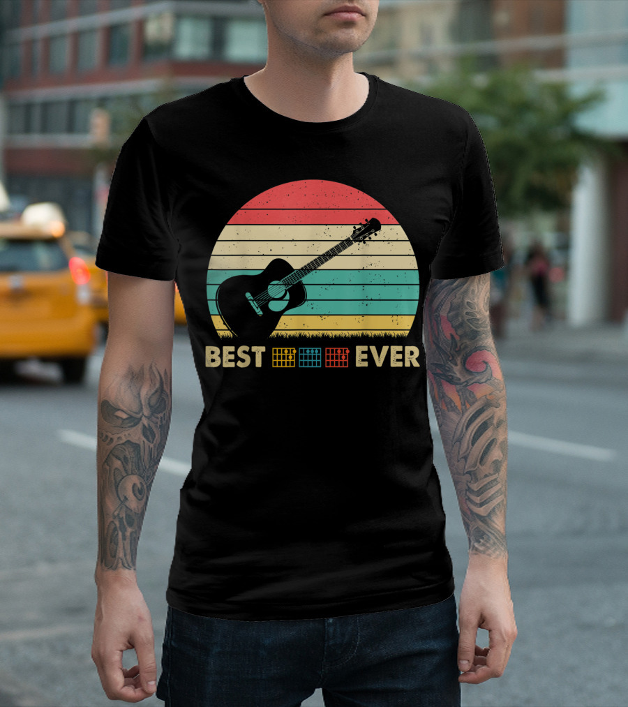 Mens Best Guitar Dad Ever Music Vintage T-Shirt