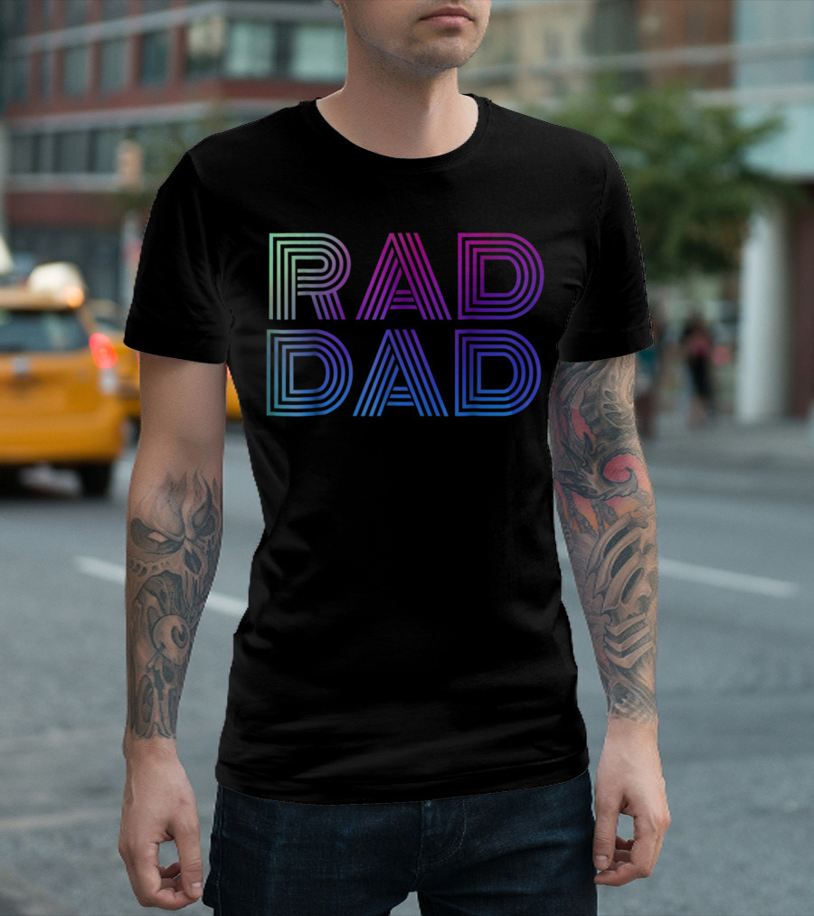 Mens Rad Dad 1980s Retro Neon T-Shirt