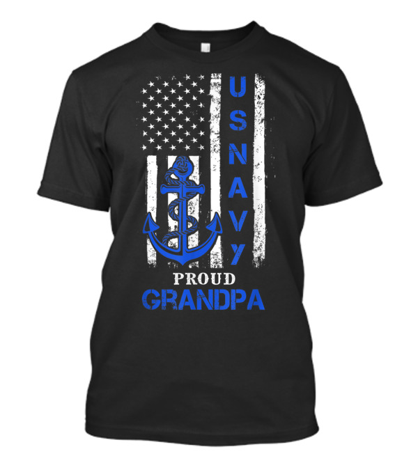 US Navy Flag Anchor Proud Grandpa T-Shirt