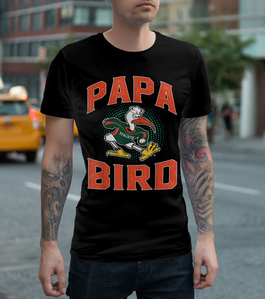 Papa Bird Miami Hurricanes Mascot T-Shirt