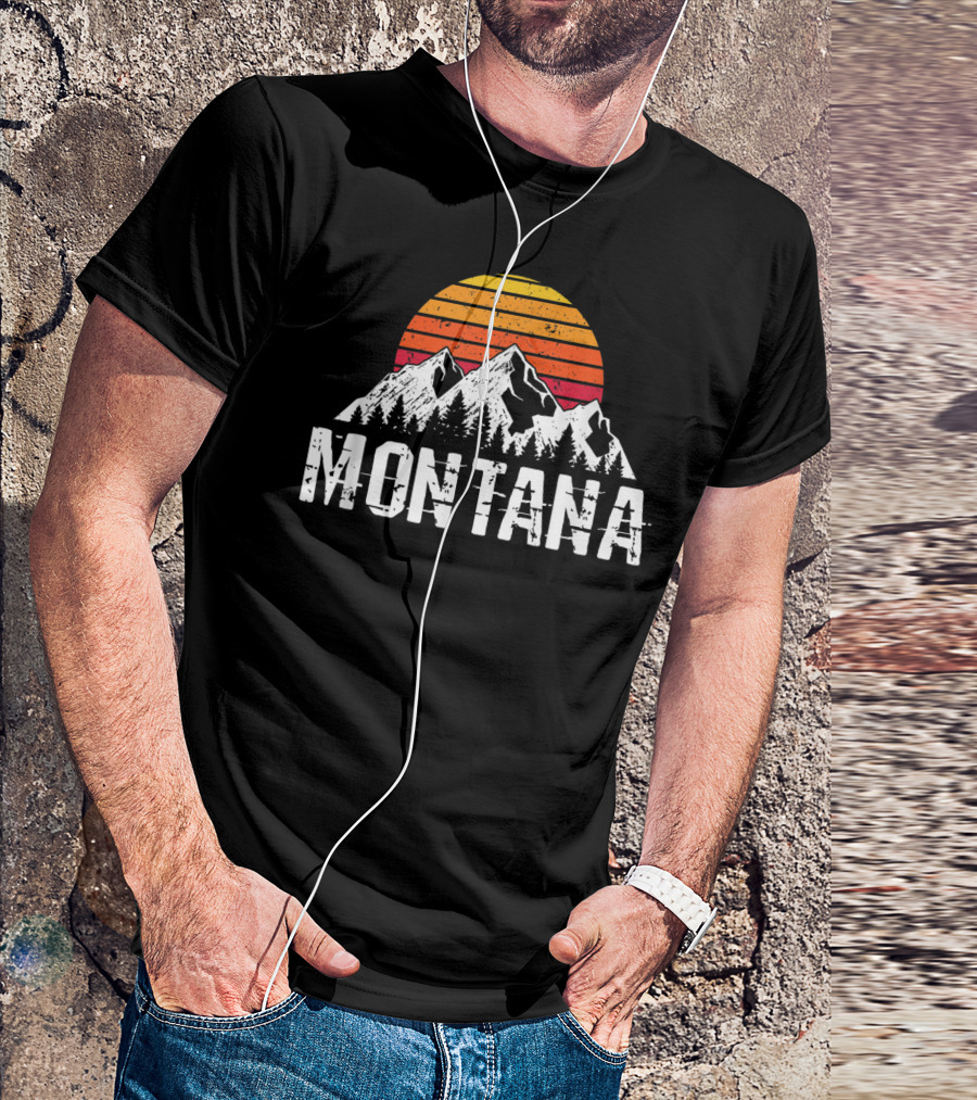 Montana Vintage Mountain Sun Retro Sunset Timberline T-Shirt