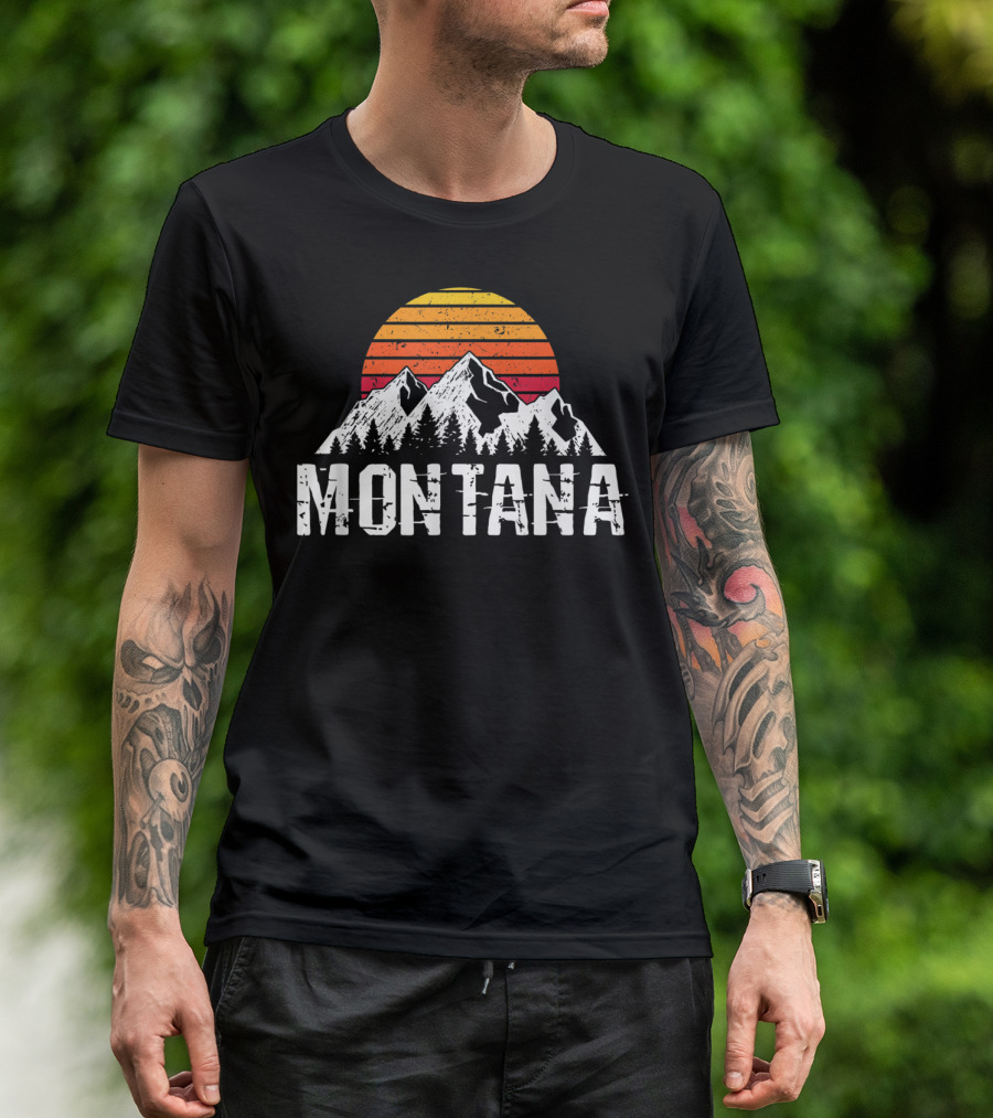 Montana Vintage Mountain Sun Retro Sunset Timberline T-Shirt
