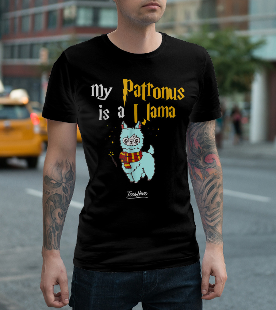My Patronus Is A Llama Funny Llama Lover Magic Wand Scarf TeesHive T-Shirt
