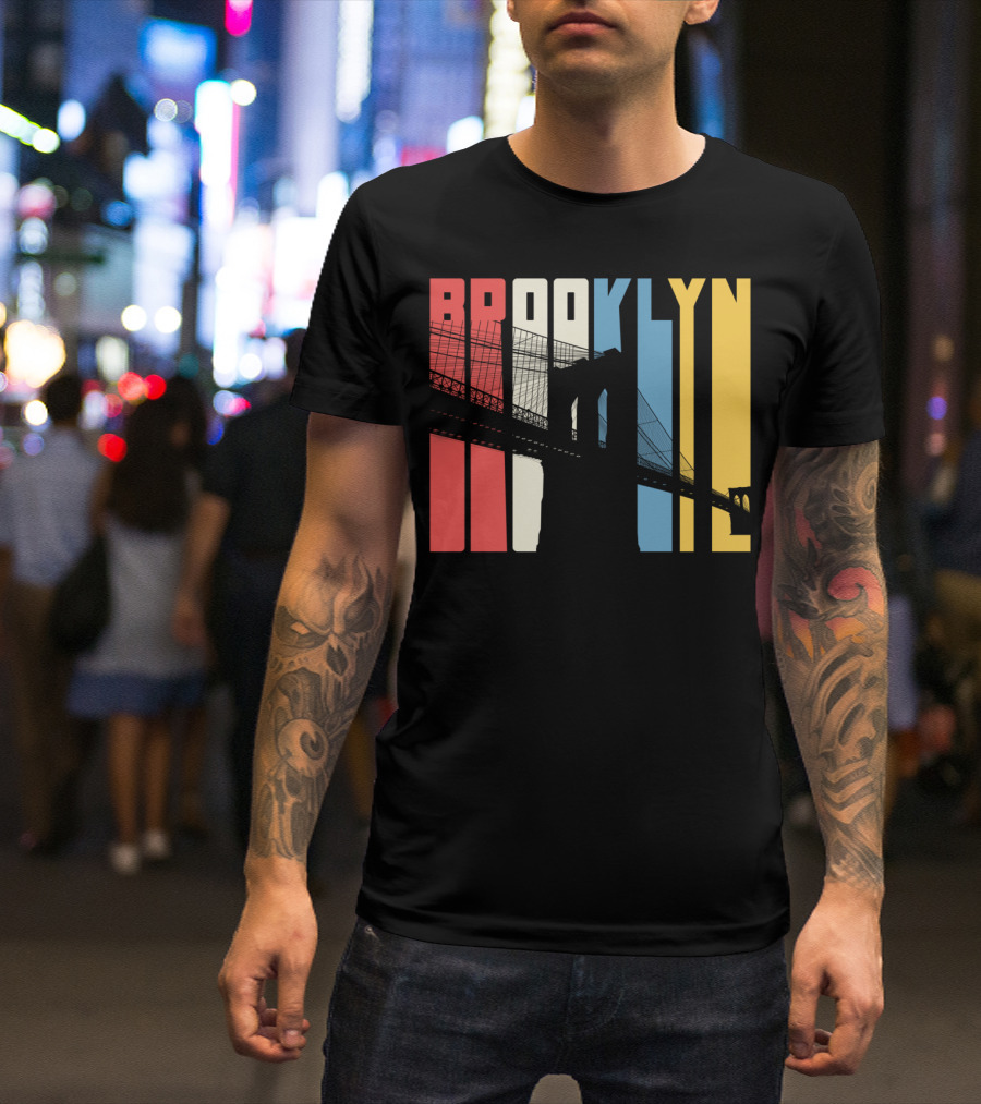 Brooklyn Bridge New York City Red Blue Yellow T-Shirt