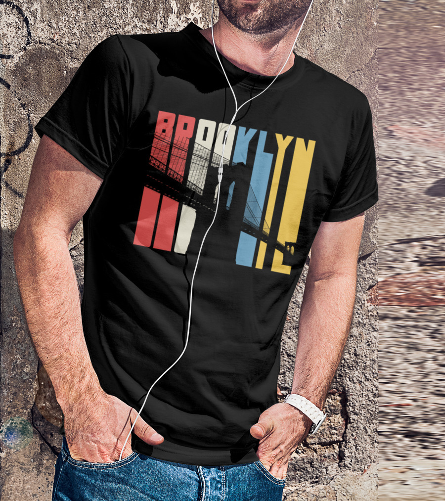 Brooklyn Bridge New York City Red Blue Yellow T-Shirt