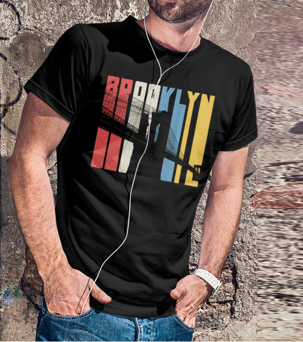 Brooklyn Bridge New York City Red Blue Yellow T-Shirt