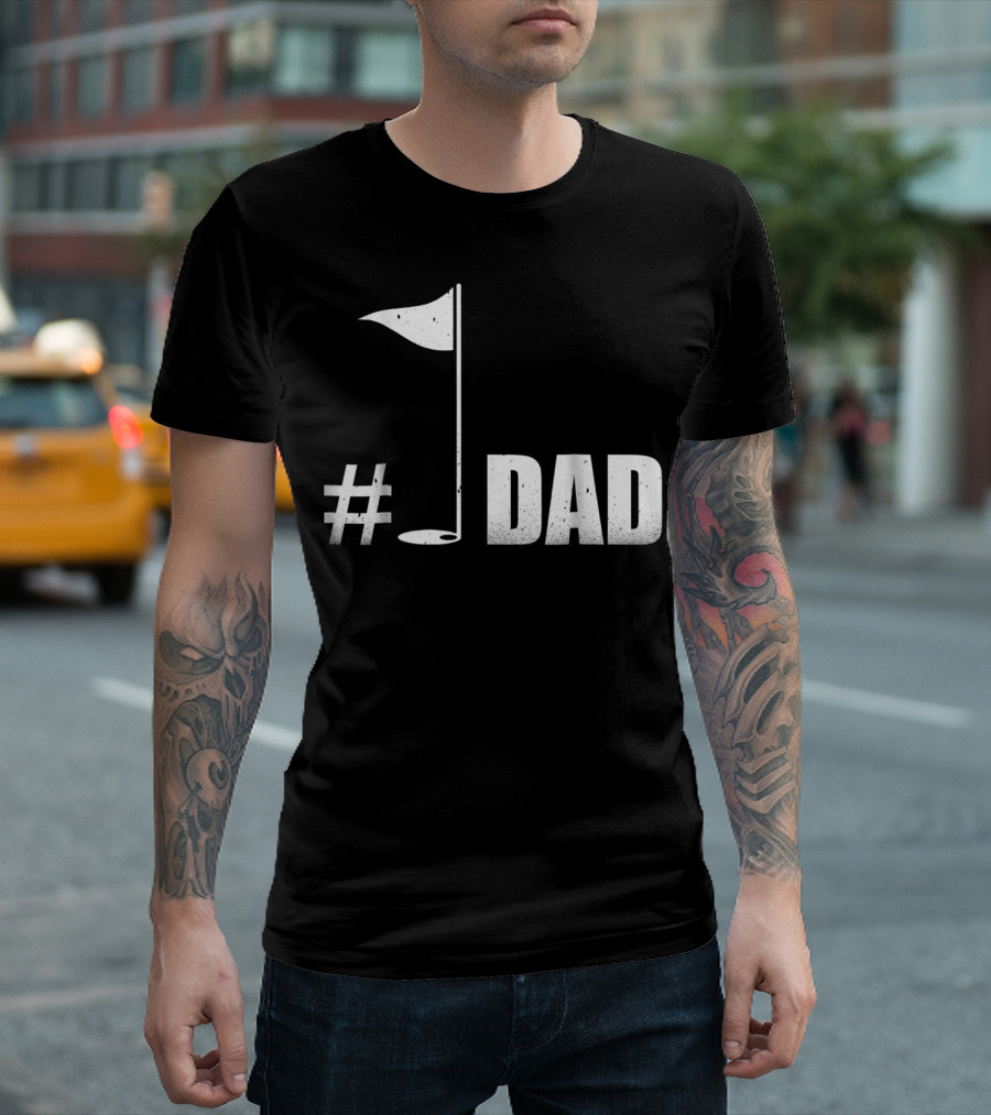 1 Dad Best Dad Father's Day Golf Flag T-Shirt