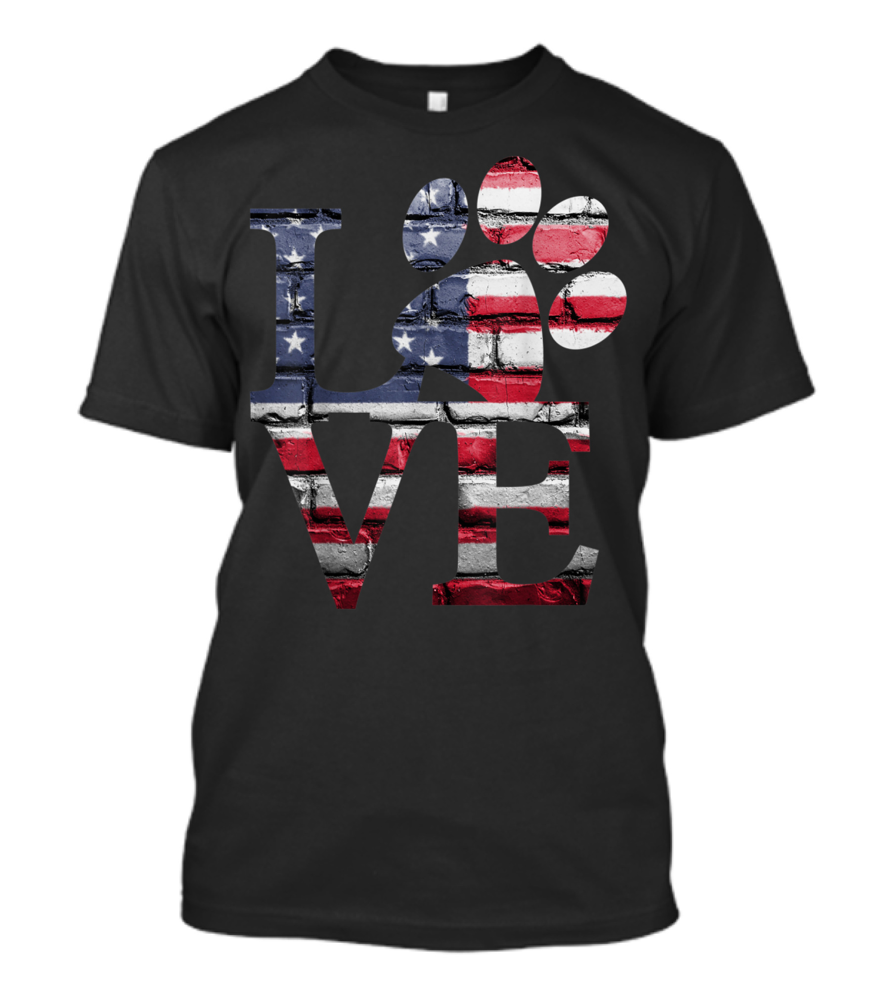 LOVE Patriotic Dog Paw American Flag 4th Of July T-Shirt