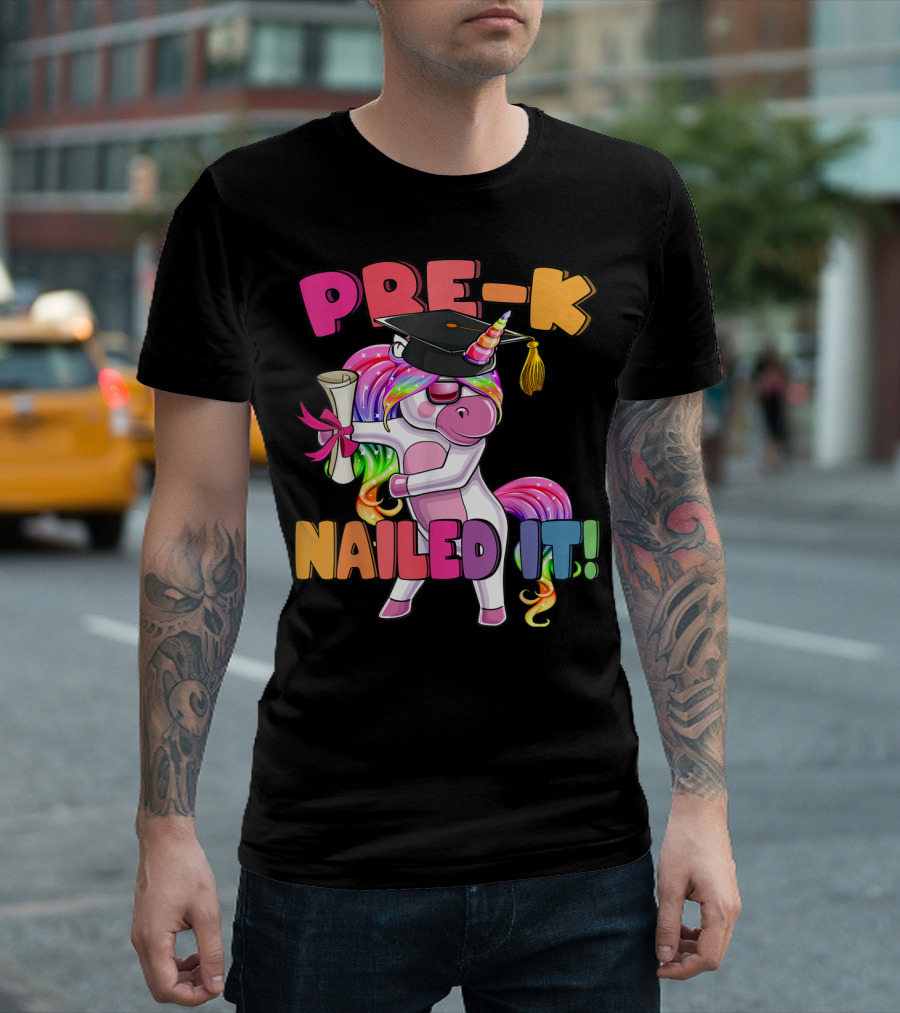 Pre-K Nailed It Flossing Rainbow Unicorn Graduation T-Shirt