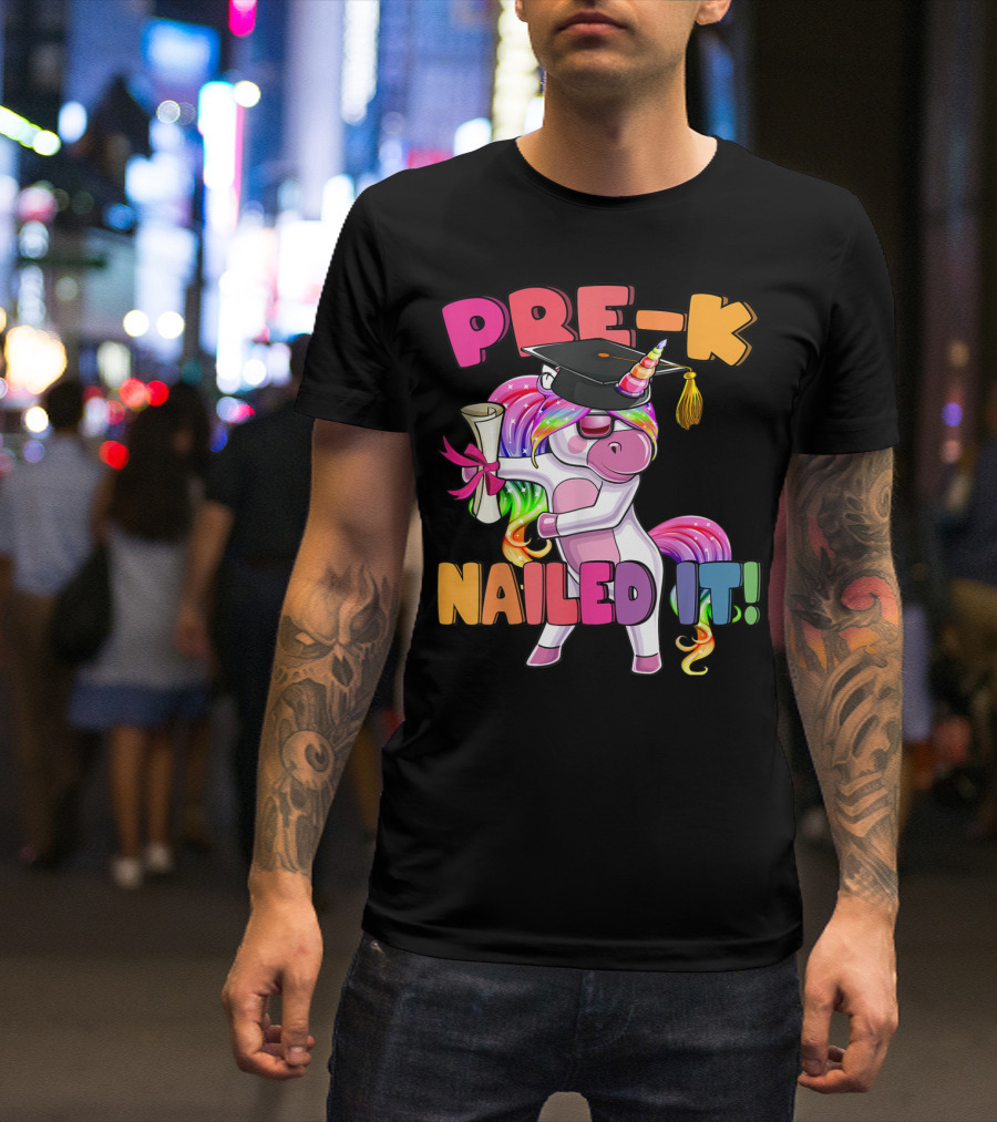 Pre-K Nailed It Flossing Rainbow Unicorn Graduation T-Shirt