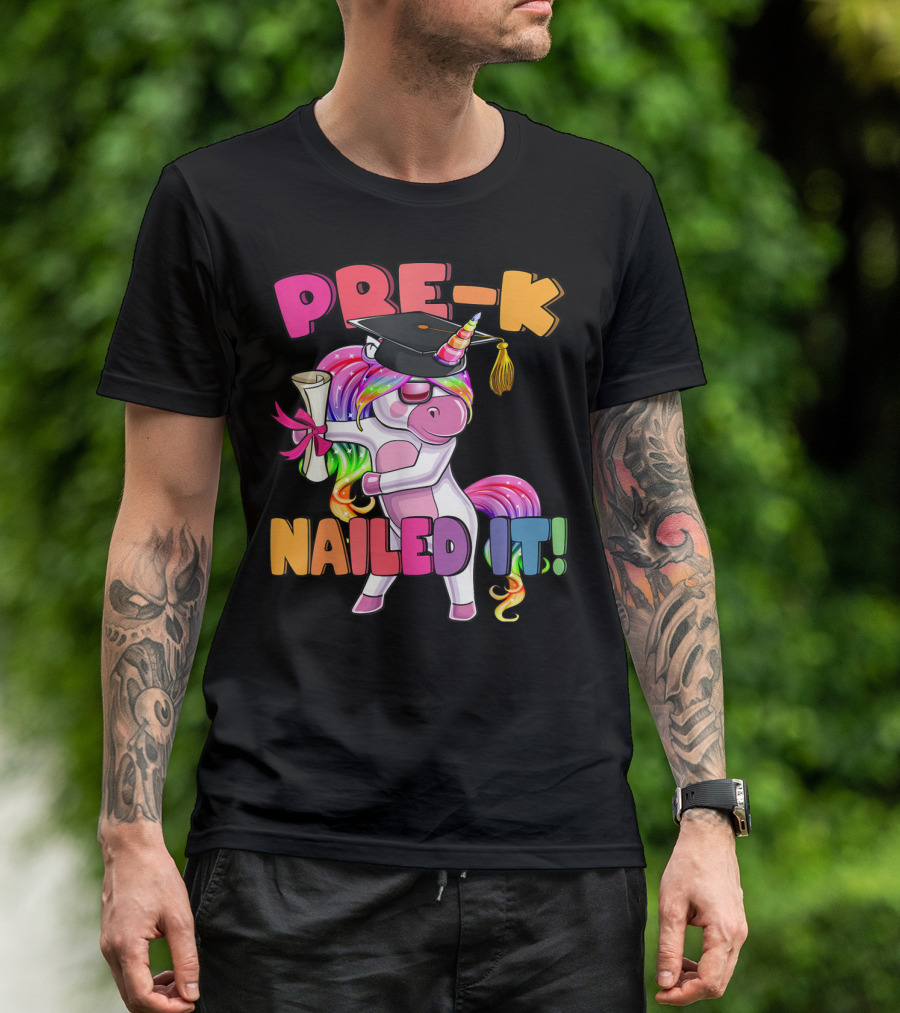 Pre-K Nailed It Flossing Rainbow Unicorn Graduation T-Shirt
