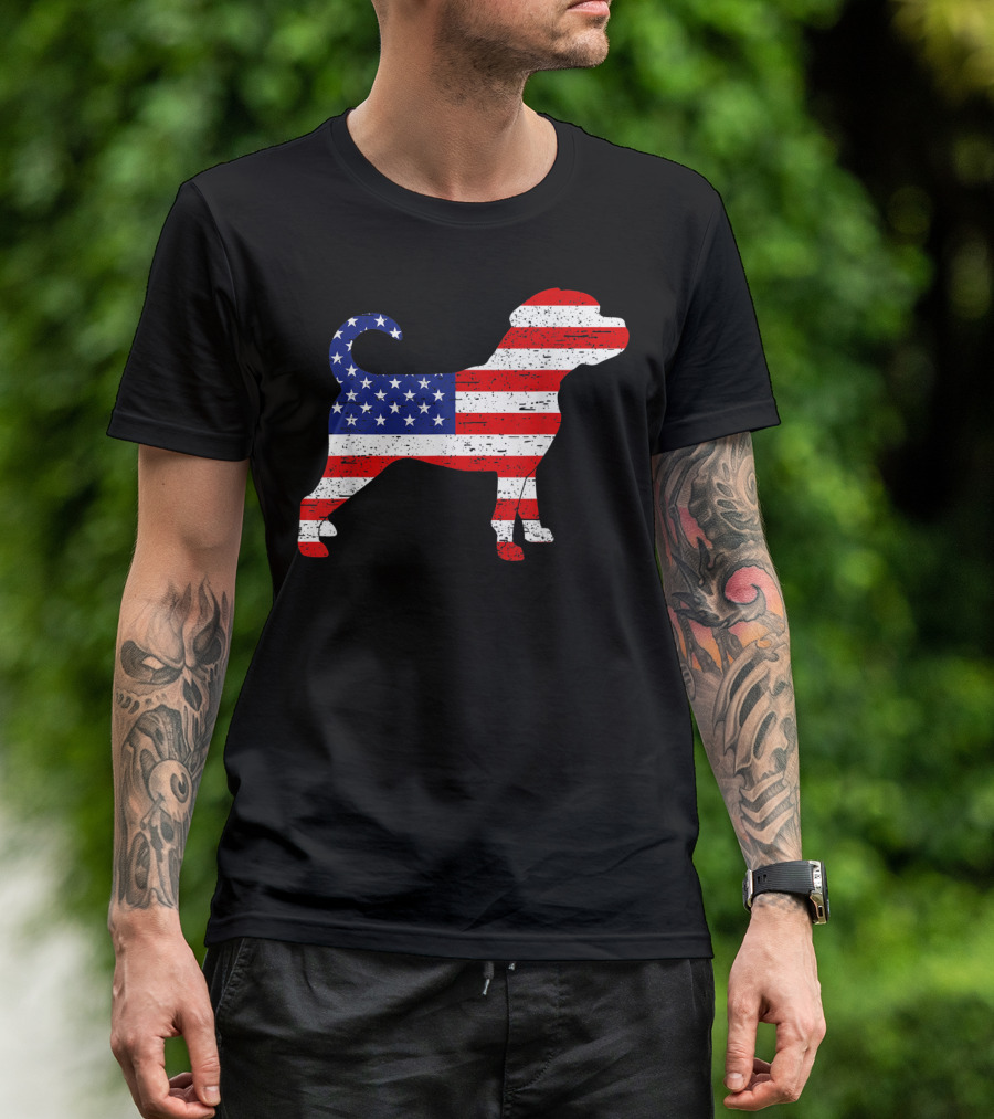 Puggle USA Flag American Patriot 4th Of July T-Shirt
