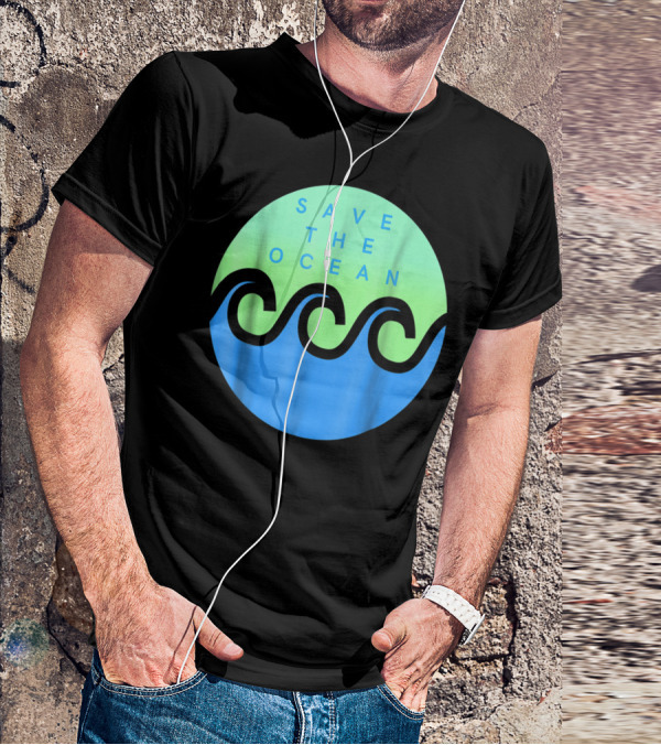 Save The Ocean Stop The Pollution Of Our Seas Waves Circle T-Shirt