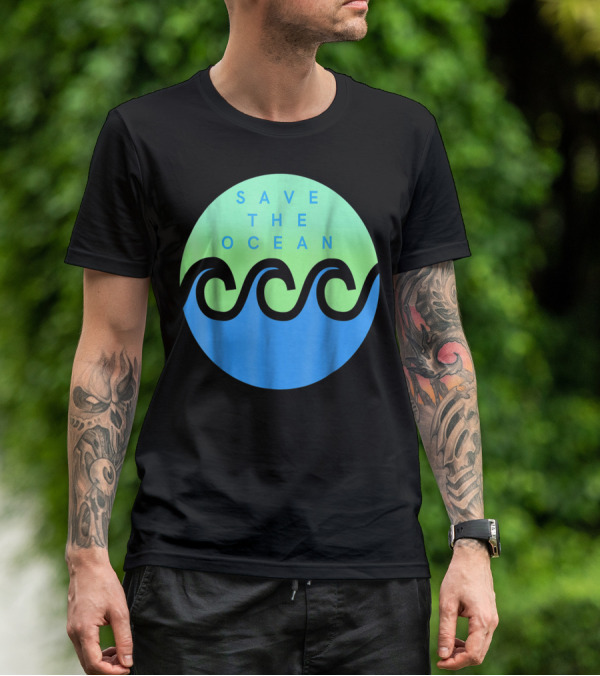 Save The Ocean Stop The Pollution Of Our Seas Waves Circle T-Shirt