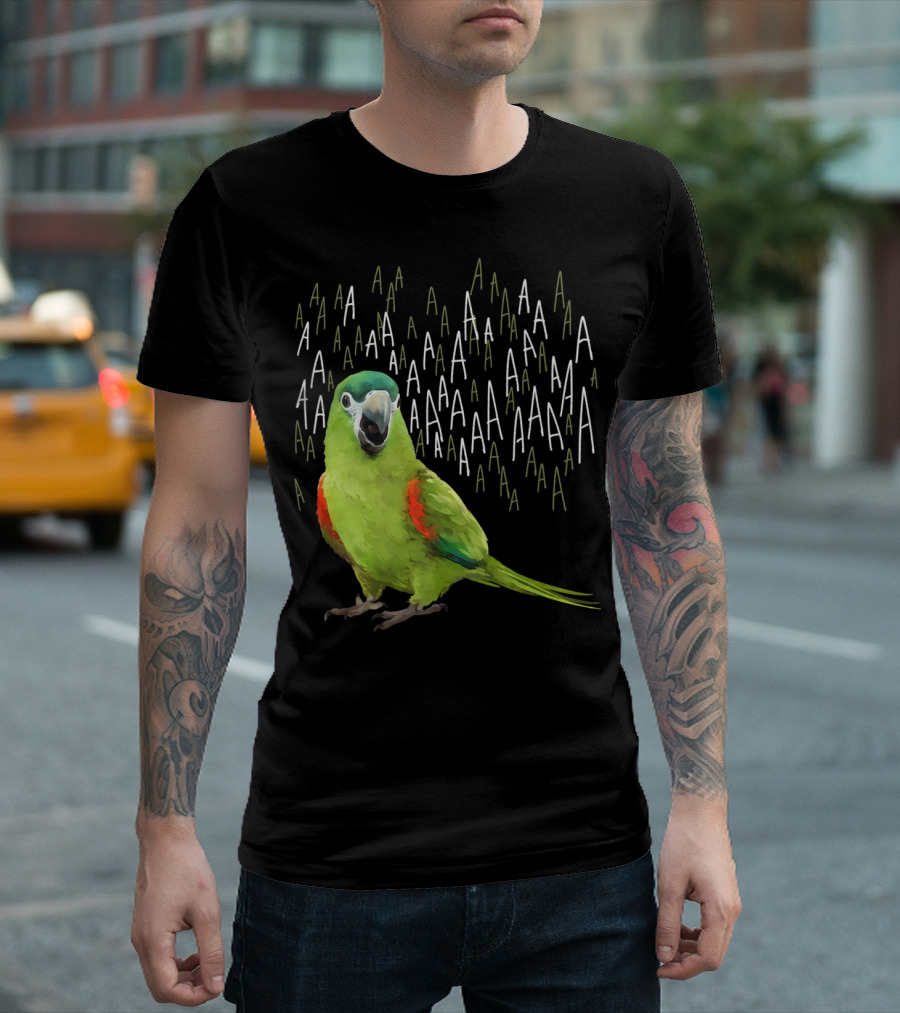 Screaming Hahn's Macaw AAAA Repeated Green and Red Parrot T-Shirt