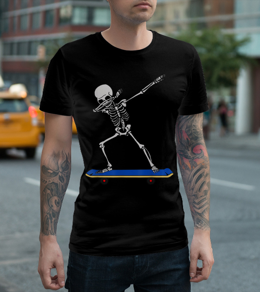 Skeleton DAB Skateboard Idea For Skateboarding T-Shirt