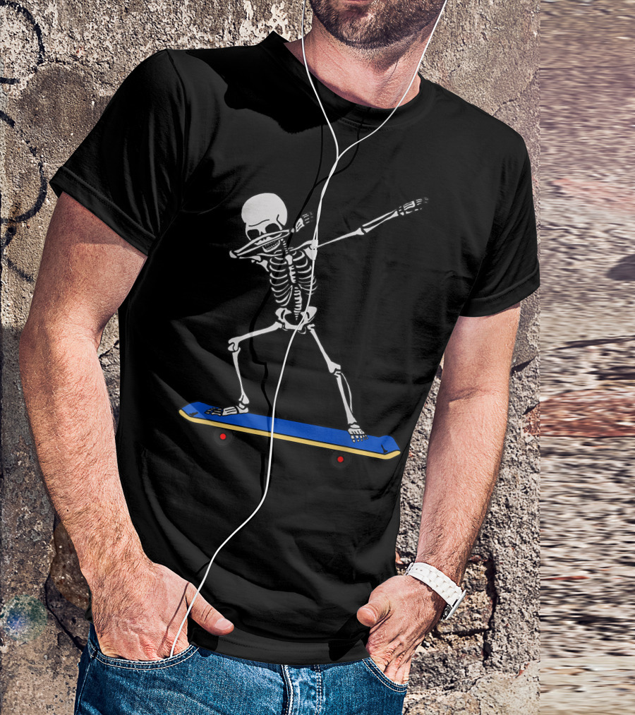 Skeleton DAB Skateboard Idea For Skateboarding T-Shirt