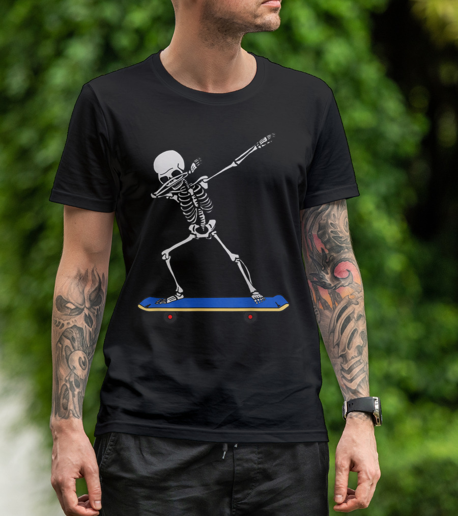 Skeleton DAB Skateboard Idea For Skateboarding T-Shirt