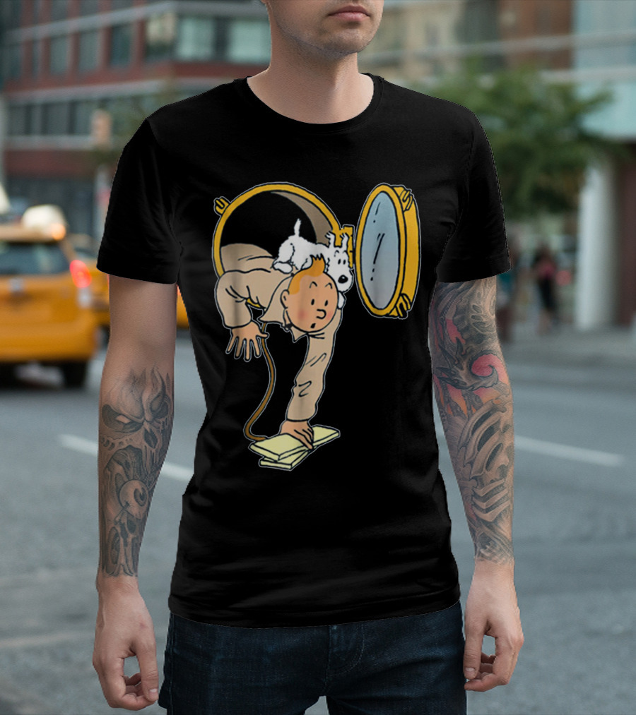 Tintin And Snowy Emerging From Submarine Porthole T-Shirt